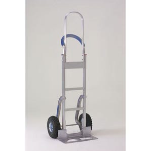 Aluminium highback sack truck with fixed toe plate, looped handle & stair glides