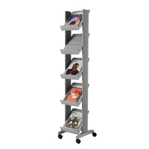 Silver narrow mobile adjustable shelving unit - 5 x A4 shelves