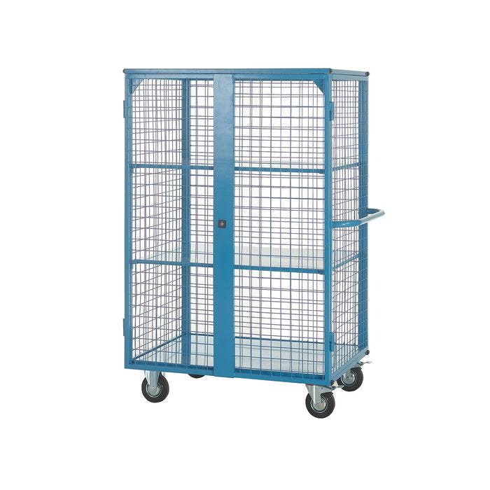 Heavy duty distribution trolley, with 2 steel shelves