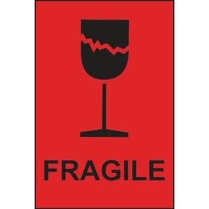 Self adhesive packaging labels - 150 x 100mm - Fragile