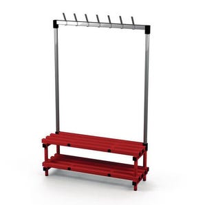 Plastic cloakroom & changing room furniture - Cloakroom bench with hooks