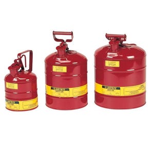 Justrite Type 1 safety cans for flammable liquid