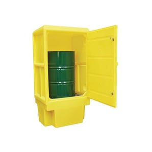 Large plastic hazardous storage cabinets - 225 Litre sump capacity for drum or cans