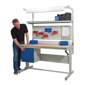 Adjustable height workbenches