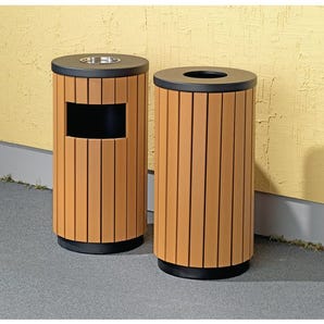 Wood effect outdoor litter bins