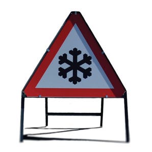 Winter hazard warning sign
