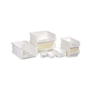 White antibacterial small parts bins