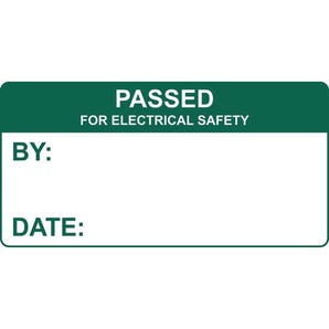 PASSED FOR ELECTRICAL SAFETY Quality managment label