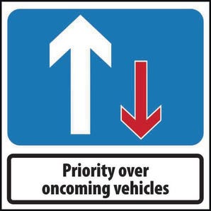 Temporary sign - Priority to oncoming traffic