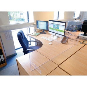 Free standing desk protection screen with feet
