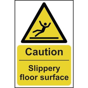 Caution slippery floor surface warning sign
