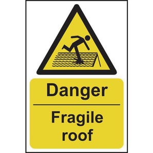Danger fragile roof warning sign
