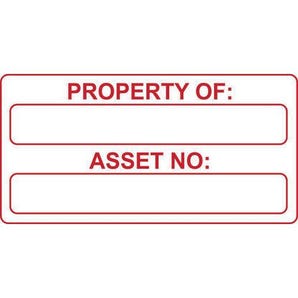 Property of:/asset no: labels