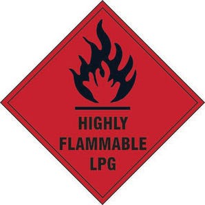 COSHH Highly flammable lpg label