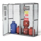 Galvanised storage cage with gas bottles