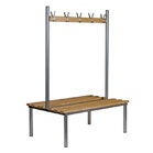Changing room bench seat with coat hooks