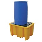 Blue drum on top of yellow spill pallet