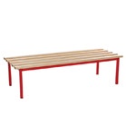 Changing room bench seat with red legs