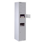 Grey locker with open doors