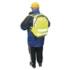 Man wearing hi visibility back pack