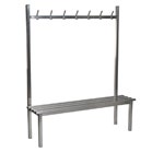 Changing room bench seat with coat hooks