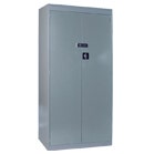 Grey cabinet with lock and handle
