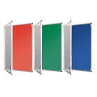 Multi coloured noticeboards with lockable frame