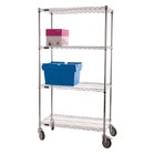 Chrome wire shelving unit with three shelves